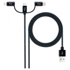 CABLE USB 3 EN 1 USB-A A USB-C/MICRO/LIGHTNING 1 M