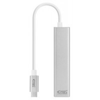 CONVERTIDOR USB-C A ETHERNET GIGABIT + 3XUSB 3.0 PLATA