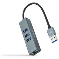 CONVERSOR USB3.0 ETHERNETGB+3xUSB3.0 GRIS 15 CM