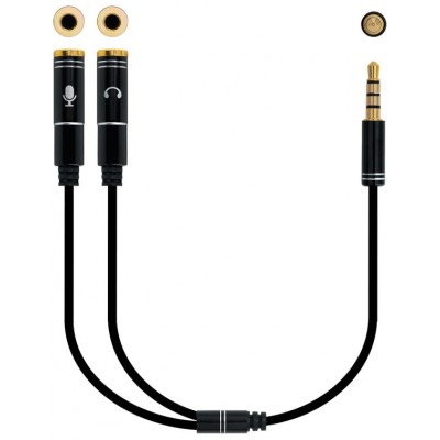 CABLE ADAPTADOR AUDIO JACK 3.5/M JACK 3.5/H 30CM NANOCABLE (Espera 4 dias)