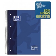 CUADERNO EUROPEANBOOK 5 TAPA EXTRADURA A4+ 120 HOJAS 5X5 COLORES VIVOS 50% HOJAS GRATIS OXFORD 100430279 (MIN5) (Espera 4 dias)