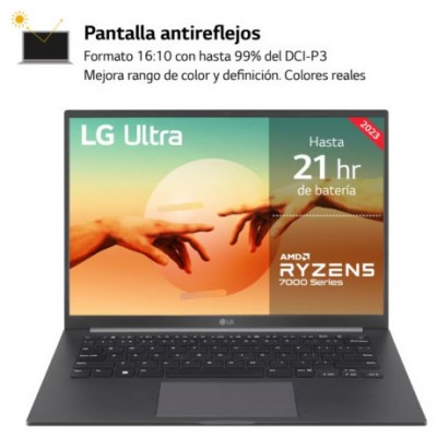 LG PORTATIL (14U70R-G.AP56B) ULTRA PRO, 14", RYZEN5, 8GB RAM, 512GB SSD, GRIS (Espera 4 dias)