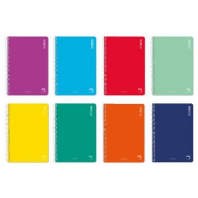 CUADERNO ESPIRAL SERIE BASIC TAPA CARTONCILLO 60 GRS. 4º (155X215MM.) 80 HOJAS HORIZONTAL CON MARGEN 8 COLORES SURTIDOS PACSA 16429 (MIN10) (Espera 4 dias)