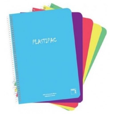 CUADERNO SERIE PLASTIPAC 90 GRS. TAPA POLIPROPILENO FOLIO (215X310MM.) 80 HOJAS CUADRÍCULA 5X5 CON MARGEN SURTIDO PACSA 16468 (MIN5) (Espera 4 dias)