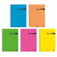 CUADERNO SERIE FLUORPAC TAPA POLIPROPILENO 90 GRS. FLUOR FOLIO (215X310MM.) 80 HOJAS CUADRÍCULA 4X4 CON MARGEN SURTIDO PACSA 16551 (MIN5) (Espera 4 dias)