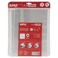 BLÍSTER 5 UDS. FORRO DE LIBROS CON SOLAPA AJUSTABLE PP 290 MM APLI 16913 (Espera 4 dias)