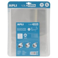 BLÍSTER 5 UDS. FORRO DE LIBROS CON SOLAPA AJUSTABLE PP 300 MM APLI 16914 (Espera 4 dias)