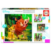 PUZZLE PROGRESIVOS DISNEY ANIMALS DUMBO+BAMBI+LION KING+JUNGLE BOOK DE 3-5 AÑOS EDUCA BORRAS 18104 (Espera 4 dias)