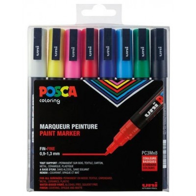 ESTUCHE 8 UDS. PC-3M BASIC POSCA UNIBALL 182634670 (Espera 4 dias)