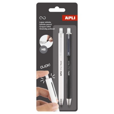 PACK 2 LAPICES RETRACTIL INFINITO NEGRO/BLANCO APLI 20064 (Espera 4 dias)