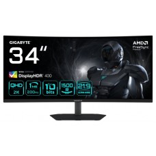 GIGABYTE G34WQC2 Monitor Gaming Curvo 34” WQHD - 3440 x 1440, 1500R, 200Hz, 1ms, 450 cd/m², AMD FreeSync Premium, DisplayHDR 400, HDMI 2.0, Displayport 1.4 (Espera 4 dias)
