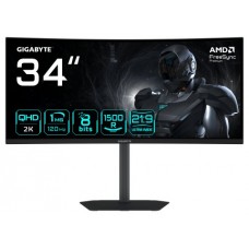 GIGABYTE GS34WQCA Monitor Gaming Curvo 34" WQHD – 3440 x 1440, 1500R, 120Hz, 1ms, 300 cd/m², FreeSync Premium, HDR Ready, HDMI 2.0, DisplayPort 1.4. (Espera 4 dias)