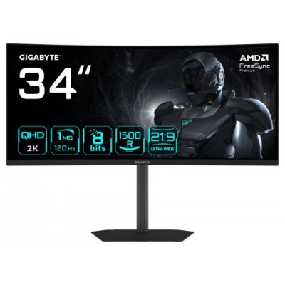 GIGABYTE GS34WQCA Monitor Gaming Curvo 34" WQHD – 3440 x 1440, 1500R, 120Hz, 1ms, 300 cd/m², FreeSync Premium, HDR Ready, HDMI 2.0, DisplayPort 1.4. (Espera 4 dias) GIGABYTE GS34WQCA Monitor Gaming Curvo 34" WQHD – 3440 x 1440, 1500R, 120Hz, 1ms, 300 cd/m², FreeSync Premium, HDR Ready, HDMI 2.0, DisplayPort 1.4. (Espera 4 dias)