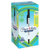 CAJA 50 BOLÍGRAFOS PAPER MATE KILOMÉTRICO PUNTA MEDIANA (1,0MM) TINTA NEGRA 80% PLÁSTICO RECICLADO PAPER MATE 2187701 (Espera 4 dias)