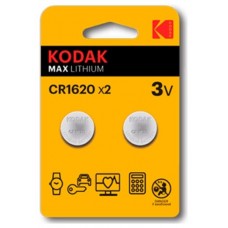 PILAS CR1620 KODAK BOTON LITIO 3V PACK 2 UNIDADES