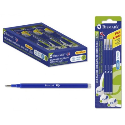 SET 3 UNIDADES RECAMBIO BOLIGRAFO BORRABLE AZUL BISMARK 327532 (Espera 4 dias)