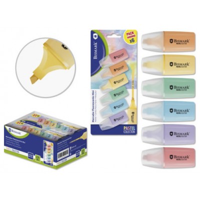 Bismark Mini Rotulador Fluorescente Pastel Blister 6 Uds (Espera 4 dias)