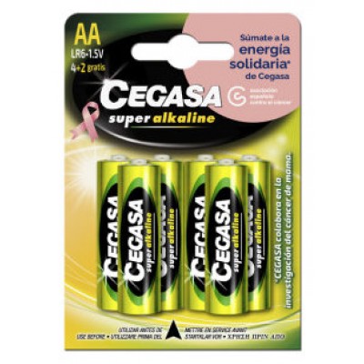 BLISTER 4+2 PILAS SUPER ALKALINAS LR6 - E91 /AA) CANCER MAMA CEGASA 329058 (Espera 4 dias)