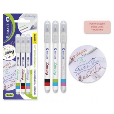 SET 3 ROTULADORES LETTERING DE DOBLE LINEA BICOLOR BISMARK 330009 (Espera 4 dias)