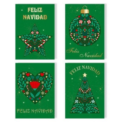 TARJETA FELICITACIÓN NAVIDAD FOIL GREEN/GOLD BISMARK 330895 (MIN24) (Espera 4 dias)