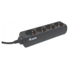 Equip 333281, 1,1 m, Tipo F, Negro, 4 salidas AC, 100