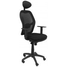 PIQUERAS Y CRESPO Silla Jorquera malla negra asiento bali negro con traslak y cabecero