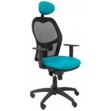 PIQUERAS Y CRESPO Silla Jorquera malla negra asiento similpiel verde con cabecero fijo