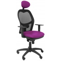 PIQUERAS Y CRESPO Silla Jorquera malla negra asiento similpiel morado con cabecero fijo