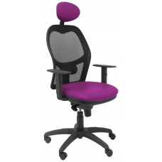 PIQUERAS Y CRESPO Silla Jorquera malla negra asiento similpiel morado con cabecero fijo