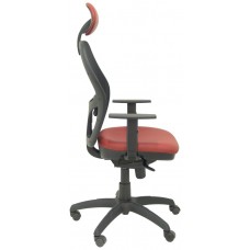 PIQUERAS Y CRESPO Silla Jorquera malla negra asiento similpiel granate con cabecero fijo