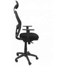 PIQUERAS Y CRESPO Silla Jorquera malla negra asiento bali negro con cabecero fijo