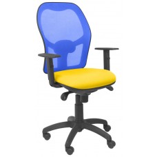 PIQUERAS Y CRESPO Silla Jorquera malla azul asiento bali amarilla