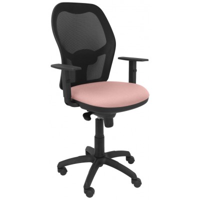 PIQUERAS Y CRESPO Silla Jorquera malla negra asiento bali rosa palido