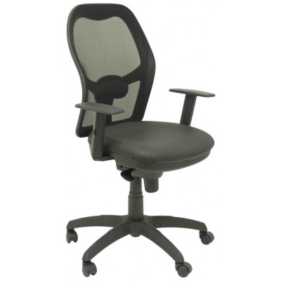 PIQUERAS Y CRESPO Silla Jorquera malla negra asiento similpiel negro
