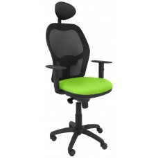 PIQUERAS Y CRESPO Silla Jorquera malla negra asiento bali verde pistacho con cabecero fijo