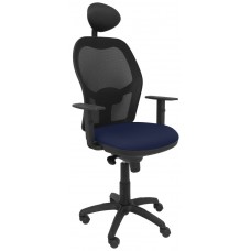 PIQUERAS Y CRESPO Silla Jorquera malla negra asiento bali azul marino con cabecero fijo
