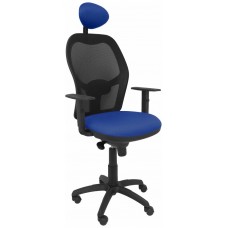 PIQUERAS Y CRESPO Silla Jorquera malla negra asiento bali azul con cabecero fijo