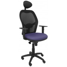 PIQUERAS Y CRESPO Silla Jorquera malla negra asiento bali azul claro con cabecero fijo