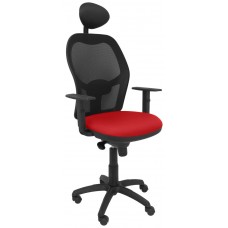 PIQUERAS Y CRESPO Silla Jorquera malla negra asiento bali rojo con cabecero fijo