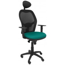 PIQUERAS Y CRESPO Silla Jorquera malla negra asiento bali turquesa con cabecero fijo