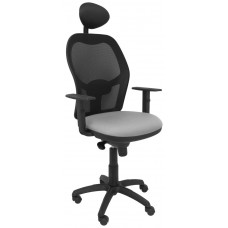 PIQUERAS Y CRESPO Silla Jorquera malla negra asiento bali gris claro con cabecero fijo