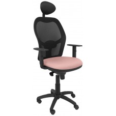 PIQUERAS Y CRESPO Silla Jorquera malla negra asiento bali rosa palido con cabecero fijo