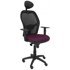 PIQUERAS Y CRESPO Silla Jorquera malla negra asiento bali morado con cabecero fijo