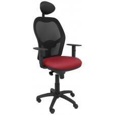 PIQUERAS Y CRESPO Silla Jorquera malla negra asiento bali granate con cabecero fijo