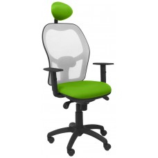 PIQUERAS Y CRESPO Silla Jorquera malla gris asiento bali verde pistacho con cabecero fijo