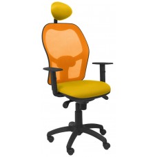 PIQUERAS Y CRESPO Silla Jorquera malla naranja asiento bali amarillo con cabecero fijo