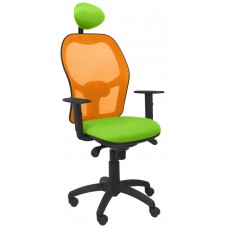 PIQUERAS Y CRESPO Silla Jorquera malla naranja asiento bali verde pistacho con cabecero fijo