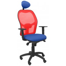 PIQUERAS Y CRESPO Silla Jorquera malla roja asiento bali azul con cabecero fijo