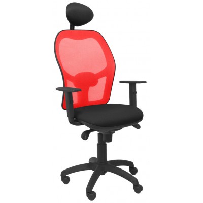PIQUERAS Y CRESPO Silla Jorquera malla roja asiento bali negro con cabecero fijo