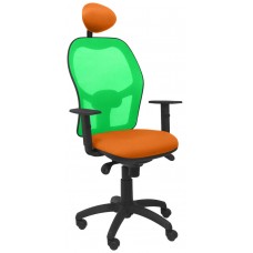 PIQUERAS Y CRESPO Silla Jorquera malla verde asiento bali naranja con cabecero fijo